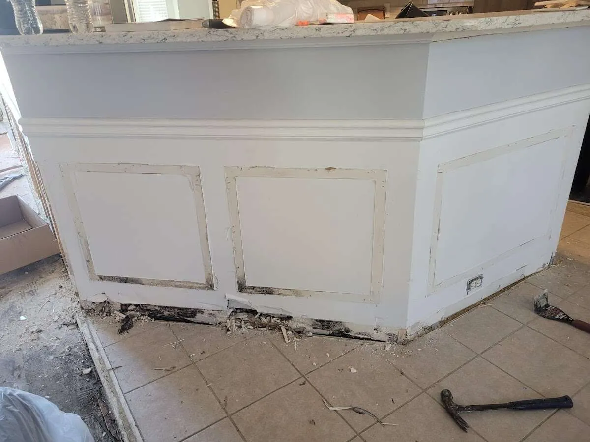 Water damage and mold on kitchen during Storm Damage Restoration in Takoma Park